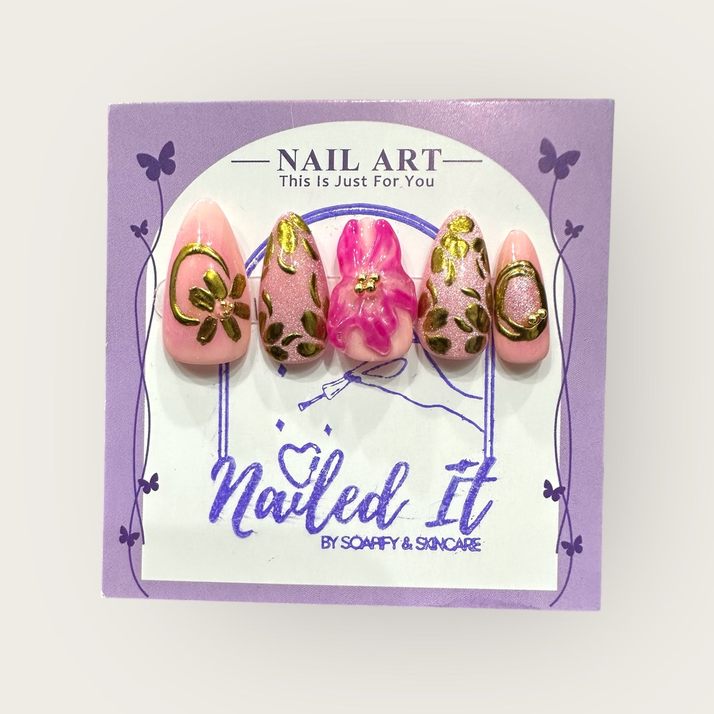 Metallic Bloom Handmade Press-On Nails