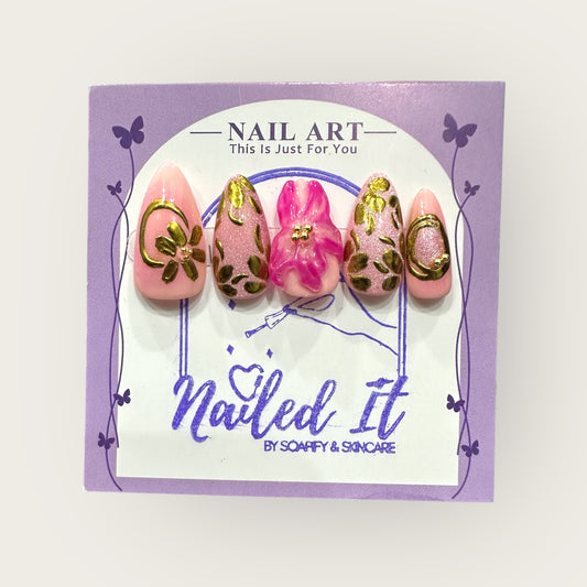 Metallic Bloom Handmade Press-On Nails